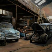 Le garage de vieilles voitures 