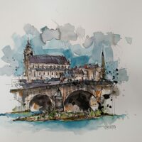Vieux pont de Blois. 30x40cm 